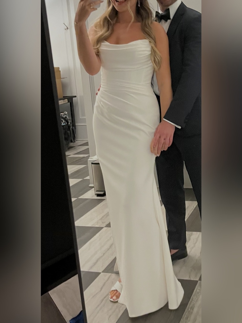 Elegant White Strapless Evening Dress - Women's Formal Gown